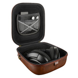 Geekria Shield Headphones Case Compatible with Sennheiser HD 550/505/599/598/560S/559/558/555/400 Pro, Replacement Hard Shell Travel Carrying Bag with Cable Storage (PU Brown)