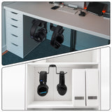 Geekria Dual Magnetic Headphone Holder, Aluminum Headset Hook with Strong Magnet, Desk Mount Headphone Hanger, Non-Slip Rubber Pad, Holds 2 Headphones, Gaming & Office (Black)