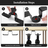 Geekria Dual Magnetic Headphone Holder, Aluminum Headset Hook with Strong Magnet, Desk Mount Headphone Hanger, Non-Slip Rubber Pad, Holds 2 Headphones, Gaming & Office (Black)