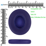 Geekria QuickFit Replacement Ear Pads for Beats Solo 3 (A1796), Solo 3.0 Wireless On-Ear Headphones Ear Cushions, Headset Earpads, Ear Cups Cover Repair Parts (Pop Indigo)