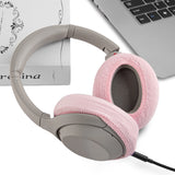 Geekria 2 Pairs Knit Headphones Ear Covers - Product Safety Certified - Washable & Stretchable Sanitary Earcup Protectors for Over-Ear Headsets, Sweat Pads for Gym, Gaming (Size M / Pink)