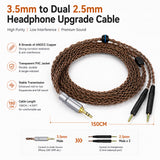 Geekria Apollo Copper Upgrade Audio Cable Compatible with ATH-R70X Headphones, 3.5mm to Dual 2.5mm HiFi Replacement Cable, Audiophile Stereo Headset Cord, 4.9 ft / 1.5 m