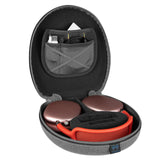 Geekria Shield Headphones Case Compatible with AirPods Max Case, Will Make Headphones Into Sleep Mode Immediately, Replacement Hard Shell Travel Carrying Bag with Cable Storage (Microfiber Grey)