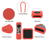 Geekria Protective Case Compatible with Apple TV 4K (3rd Generation) - Lightweight (Anti Slip) Shockproof Silicone Cover (Red)