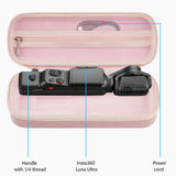 Geekria Hard Carrying Case Compatible with Insta360 Luna Ultra, Portable Waterproof Shockproof Camera Case for Pocket Gimbal Camera, Travel Organizer with Lanyard Strap (Pink)