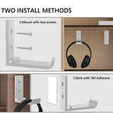 Geekria Foldable Wall Mount Headphones Holder, Headset Wall Hanger, Aluminum Wall Mount Hook, Hold Up to 1kg with 3M Tape, 20kg with Screws, Stand Come with Protective Pad (Silver / 5 Pcs)