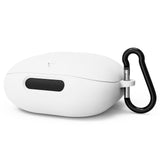 Geekria Silicone Case Cover Compatible with Soundcore by Anker Liberty 4 Pro True Wireless Earbuds, Protective Earphones Skin Cover with Keychain Hook, Charging Port Accessible (White)