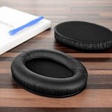 Geekria QuickFit Leatherette Replacement Ear Pads for Sennheiser HD180, HD201, HD449 Headphones, Ear Cushions, Repair Parts (Black)