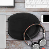 Geekria Shield Headphones Case for Lay Flat On-Ear Headphones, Replacement Hard Shell Travel Carrying Bag with Cable Storage, Compatible with Mpow, Shure, Sennheiser Headsets (Black)
