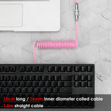 Geekria Coiled USB-C Gaming Keyboard Cable with Aviator Connector, 5-Pin Braided Double-Sleeved Mechanical Keyboard Cable Compatible with Keychron K8 K7 K6Pro, Logitech G715 G713 (Pink 5FT)