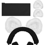 Geekria NOVA Knit Fabric Headband Cover and Cat Ears Attachment Set Compatible with Razer, SteelSeries, HyperX, Sennheiser, ASTRO, Sony, Logitech, ATH Headphones (White)