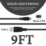 Geekria for Creators USB A to Micro USB Microphone Cable 9 ft / 280 CM, Compatible with Razer Seiren Emote, Seiren X, Mic Cord (Black)