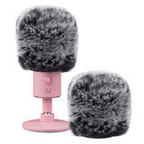 Geekria for Creators Furry Windscreen Compatible with Razer Seiren X, Seiren Emote, Seiren Elite, Mic DeadCat Wind Cover Muff, Windbuster, Windjammer, Fluff Cover Windshield (Grey / 2 Pack)
