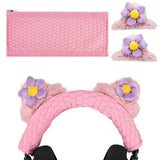 Geekria NOVA Knit Fabric Headband Cover and Cat Ears Attachment Set Compatible with Razer, SteelSeries, HyperX, Sennheiser, ASTRO, Sony, Logitech, ATH Headphones (Purple/Pink)
