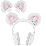 Geekria NOVA Headphone Beam Strap+Cat Ears Attachment Compatible with Razer, JBL, Plantronics, Sennheiser, Logitech, Hyperx, Corsair Headphones, Easy DIY Installation, Comfortable (White+Pink)