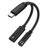 Geekria USB-C to 3.5mm Jack Audio Charger Adapter, PD 60W Fast Charge, USB-C DAC Digital Audio Cable Compatible with Samsung Galaxy S23 S23 Ultra S23+, Google Pixel 8 7, HTC U205G U19e