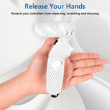 Geekria Design Controller Grip Cover Accessories Compatible with Pico Neo 3, Silicone Anti-Throw Grips Protector with Adjustable Knuckle Straps (White, 1 Pair)