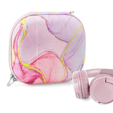 Geekria NOVA On-Ear Headphones Case Compatible with JBL Tune 510BT, 570BT, 520BT, 670NC, 560BT, Replacement Hard Shell Travel Carrying Bag with Cable Storage (Pink Marble)