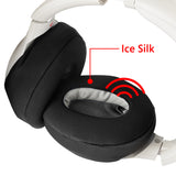 Geekria 2 Pairs Ice Silk Headphones Ear Covers - Product Safety Certified - Washable & Stretchable Earcup Protectors for Over-Ear Headsets, Sweat Pads for Gym, Gaming (Size M / Black)