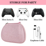 Geekria Controller Travel Case Compatible with Xbox Series X/S & Xbox One, Hard Shell Carrying Bag with Joystick Protection, Cable storage, Controller Retention Strap (Pink)