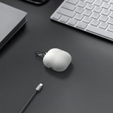 Geekria Silicone Case Cover Compatible with Soundcore by Anker Liberty 4 Pro True Wireless Earbuds, Protective Earphones Skin Cover with Keychain Hook, Charging Port Accessible (White)