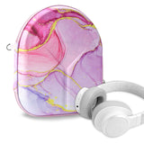 Geekria NOVA Headphones Case for Over-Ear Headphones, Replacement Hard Shell Travel Carrying Bag with Cable Storage Compatible with Soundcore, JBL, Bang&Olufsen, Sony (Pink Marble)