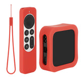 Geekria Protective Case Compatible with Apple TV 4K (3rd Generation) - Lightweight (Anti Slip) Shockproof Silicone Cover (Red)