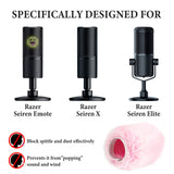 Geekria for Creators Furry Windscreen Compatible with Razer Seiren X, Seiren Emote, Seiren Elite, Mic DeadCat Wind Cover Muff, Windbuster, Windjammer, Fluff Cover Windshield (Pink / 2 Pack)
