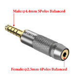 Geekria 4.4mm Male to 2.5mm Balanced Female Headphones Adapter for 2.5mm 4-Pole Cable Connected to Balanced 4.4mm Player Device, Aluminum Alloy Conversion Audio Plug, Gold Plated Adapter