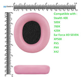 Geekria NOVA Replacement Ear Pads for Beach Stealth 400, 500X, 700X, 420X, Ear Force XO SEVEN, XP500, PX5, PX4, X42 Headphones Ear Cushions, Headset Earpads, Ear Cups Cover Repair Parts (Pink)