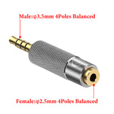 Geekria 3.5mm Balanced Male to 2.5mm Female Audio Adapter, Aluminum Alloy Adapter for Player and Amplifier, Gold-Plated Pins, Compatible with Audio Devices