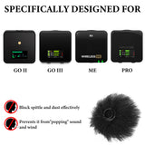Geekria for Creators Furry Windscreen Compatible with Rode Wireless GO Gen 3 III, GO 2, PRO, ME Mic DeadCat Wind Cover Muff, Fluff Cover Windshield, Wind Noise Reduction (Black / 4 Pack)