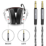 Geekria Apollo Silver-Plated Copper Upgrade Audio Cable Compatible with VZR Model One/MKII Gaming Headset, 3.5mm (1/8'') to Dual 3.5mm Replacement Headphones Cord (4.9 ft / 1.5 m)