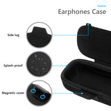 Geekria Earphone Carrying Case, Magnetic Closure Storage Case for Wired Earphones, Earbuds, Charging Cables, Memory Cards, USB Flash Drives, Hard Shell Portable Travel Bag (Black)