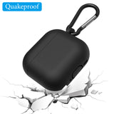 Geekria Silicone Case Cover Compatible with Apple AirPods 4 True Wireless Earbuds, Protective Earphones Skin Cover with Keychain Hook, Charging Port Accessible (Black)