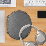 Geekria Shield Headphones Case Compatible with Sony WH-1000XM4, WH-1000XM3, WH-XB910N, WH-XB900N, WH-H910N Case, Replacement Hard Shell Carrying Bag with Cable Storage (Microfiber Grey)