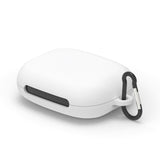 Geekria Silicone Case Cover Compatible with Soundcore by Anker AeroFit 2 True Wireless Earbuds, Protective Earphones Skin Cover with Keychain Hook, Charging Port Accessible (White)