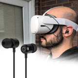 Geekria VR In-Ear Headphones Compatible with Pico Neo 3, HTC Vive, Short Earbuds with S / M / L Size, 3.5 mm Aux 360 Degree Sound Earphone (Black)