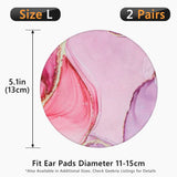 Geekria 2 Pairs Flex Fabric Headphone Ear Covers, Washable Stretchable Earcup Protectors for Large Over-Ear Headsets, Fits 4.1"-6.2" Ear Pads, Gaming Sweat Guards (Size L / Pink Marble)