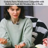 Geekria for Creators Furry Windscreen Compatible with Hollyland Lark M2 Wireless Mic, Mic DeadCat Wind Cover Muff, Fluff Cover Windshield, Wind Noise Reduction (Grey / 2 Pack)