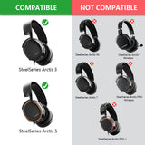 Geekria Flex Fabric Headband Pad Compatible with SteelSeries Arctis 5, Arctis 3, Headphones Replacement Band, Headset Head Top Cushion Cover Repair Part (Black + White)