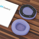 Geekria Comfort Mesh Fabric Replacement Ear Pads for JBL Quantum 100 Headphones Ear Cushions, Repair Parts (Purple)