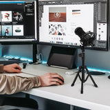Geekria for Creators Telescoping Tabletop Tripod Microphone Stand, Desktop Mic Stand with Foldable Non-Slip Feet, Compatible with Audio-Technica AT2020, AKG P120, P220, CAD Audio GXL1800