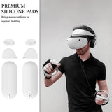 Geekria Anti-Slip Silicone Pad Compatible with PSVR 2, PlayStation VR2 Grip Covers, Controller Grip Protector Sticker, Button Protection Pad Kit (White)