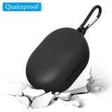 Geekria Silicone Case Cover Compatible with Bose New QuietComfort True Wireless Earbuds, Protective Earphones Skin Cover with Keychain Hook, Charging Port Accessible, Front LED Visible (Black)