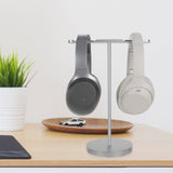 Geekria Aluminum Alloy Dual Headphones Stand for Over-Ear Headphones, Gaming Headset Holder, Desk Display Hanger with Solid Heavy Base Compatible with Bose, SONY, Beats, ATH, B&O (Gray)