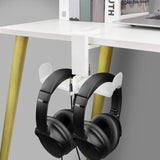 Geekria PC Gaming Dual Headphone Stand, Clip On Desk Headphone Holder, 360 Rotation Adjustable, Under Desk Headset Holder Compatible with Sennheiser, Bose, Beats, Razer, Sony (White)