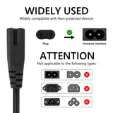 Geekria IEC320 C7 to NEMA 1-15P Replacement Power Cord, 2 Prong AC Power Cable Compatible with Sony PS5/4/3/2 Slim, Microsoft Xbox One S/X/Series S Console (2 Pack, 5 ft)