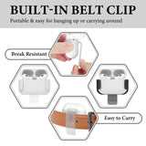 Geekria Ultra-Light Polycarbonate Belt Clip Earbuds Case Compatible with Apple AirPods Pro 3/2/1, Hard Shell for Hiking, Outdoor Activities, Tight fixation (Black/White 2 Pack)