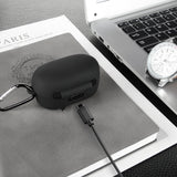 Geekria Silicone Case Cover Compatible with AKG N400, N400NC True Wireless Earbuds, Earphones Skin Cover, Protective Earphones Skin Cover with Keychain Hook, Charging Port Accessible (Black)